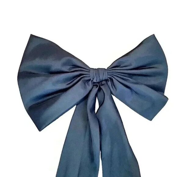 Navy Polyester Taffeta 18" Pin-On Bow - Picture 2 of 7